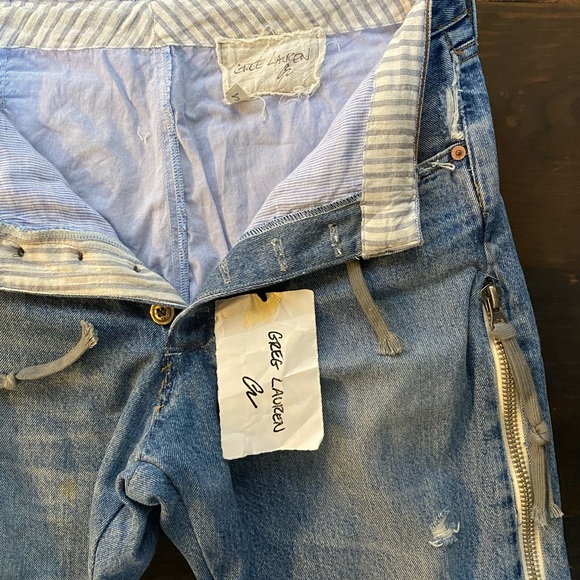 GREG LAUREN DENIM ZIP LOW SLUNG JEANS - Picture 3 of 6
